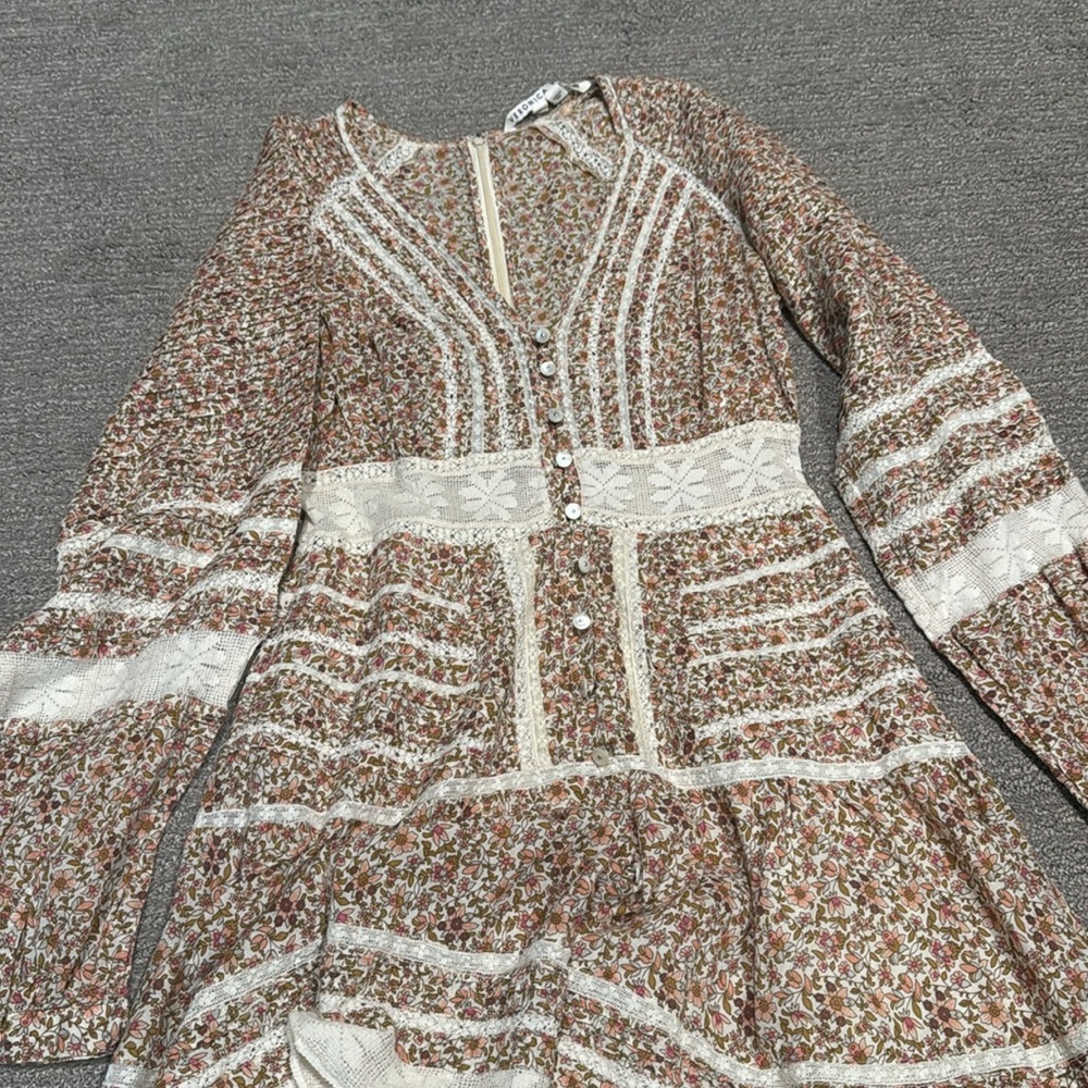 Veronica Beard Brown Addilyn White Long Sleeve Mini dress - Picture 10 of 12